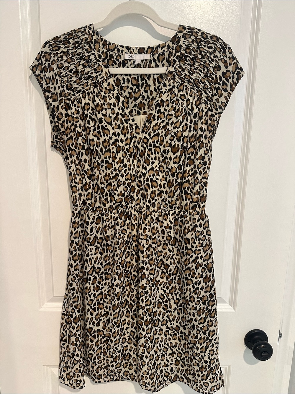 DR2 Leopard Print Cap Sleeve Dress with Pockets